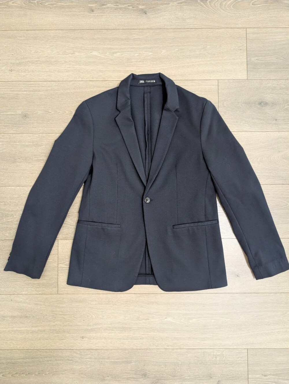 EUC•Zara Men's Navy Comfort Jacket Blazer One Button Size W/Interior Pocket•LG👔